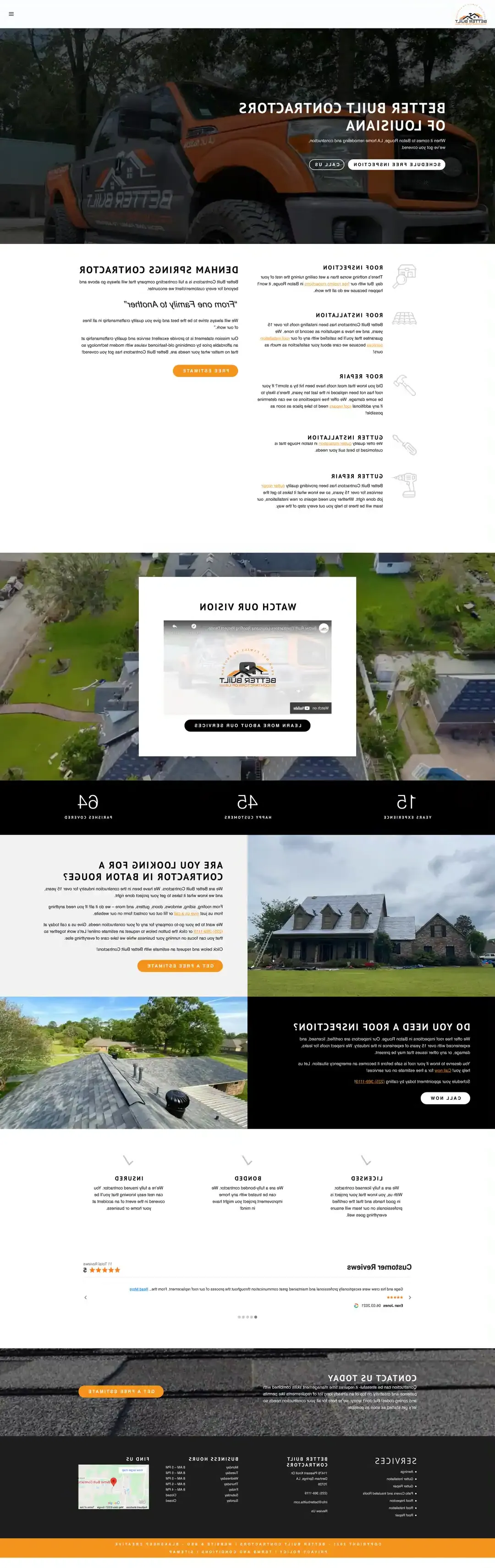 better built contractors denham springs webside development home page screenshot